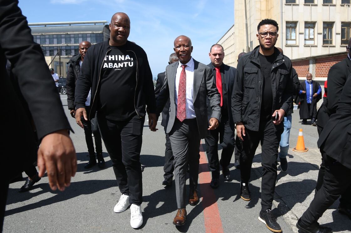EFF leader Julius Malema outside the East London magistrate’s court on Wednesday after he was found guilty on all counts. Picture: MARK ANDREWS.